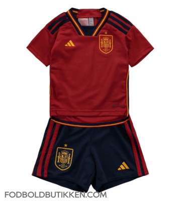 Spanien Hjemmebanetrøje Børn VM 2022 Kortærmet (+ Korte bukser)